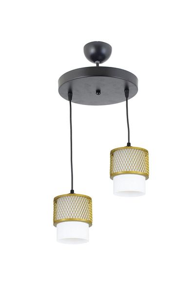 Lambadar Double White Glass Cage Model Modern Pendant Lamp Chandelier