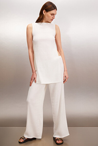 GRIMELANGE SERELUNE Kadın Geniş Yaka Regular Ekru Bluz