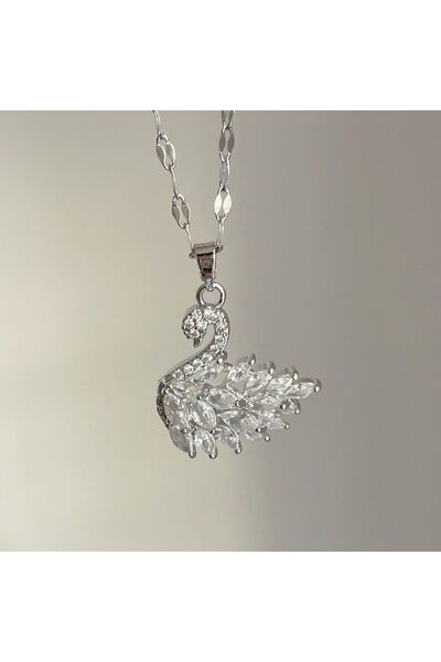 selinsjewelry Steel Silver Swan Pendant