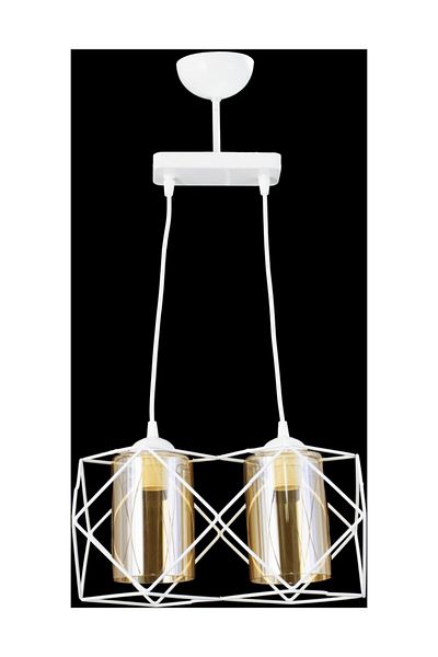 Lambadar Modern Sports Square Geometric Double White Balcam Metal Pendant Lamp Chandelier