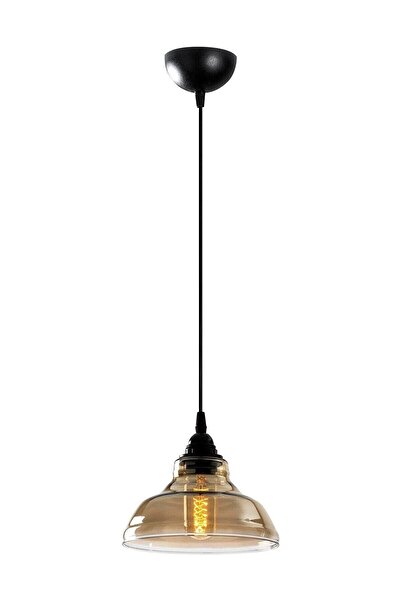 Lambadar Special Tekli Siyah Model Modern Füme Camlı Sarkıt Avize