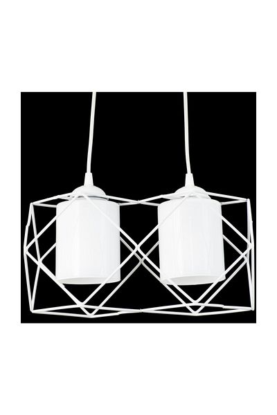 Lambadar Modern Sports Square Geometric Triple White White Glass Metal Pendant Lamp Chandelier