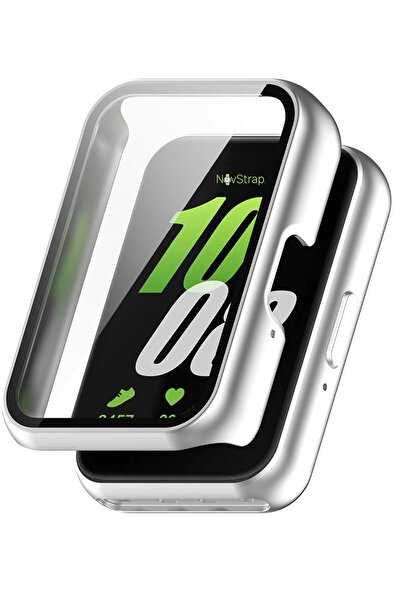NovStrap Samsung Galaxy Fit3 ile Uyumlu Ekran Koruyucu Temperli Cam ve Kasa Koruyucu Kılıf Sert Pc