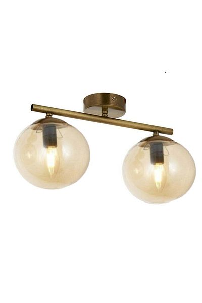 Lambadar Gold Double Modern Balcam Globe Glass Plafonier Chandelier