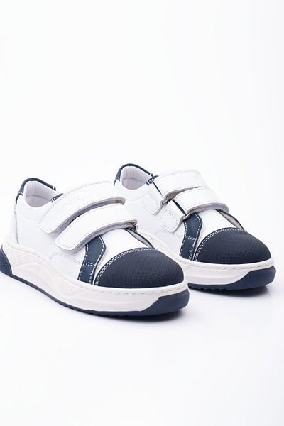 Süperland Pantofi sport pentru copii din piele naturală cu velcro alb - pantofi casual