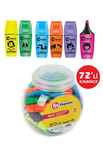 FixPoint قلم هايلايتر صغير FixPoint P-5921 برطمان 72 قطعة