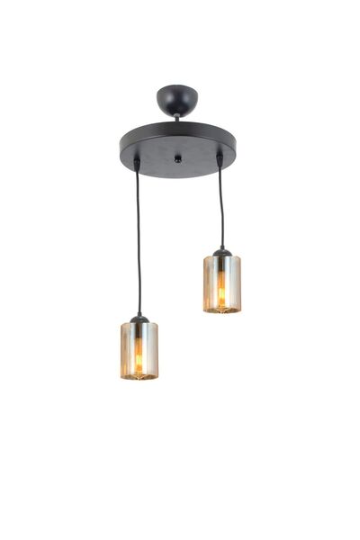 Lambadar Modern Spor Model Siyah Ikili Balcam Hakiki Cam Sarkıt Avize