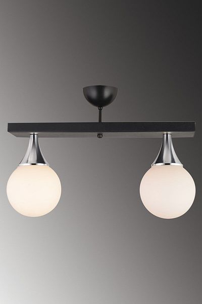 Lambadar Capella Model Black/chrome Double Modern Sports Rectangular Globe White Glass Chandelier