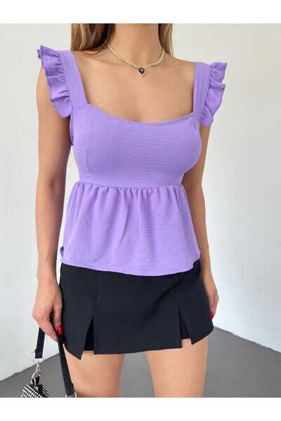 tomıross Kadın Askılı Kolları Fırfırlı Bluz BLZ-1623