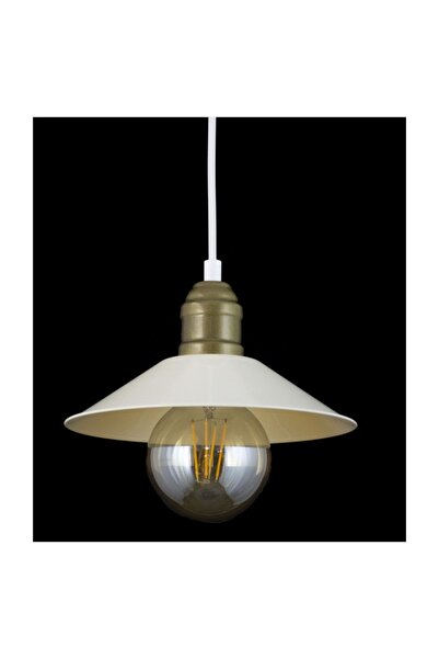 Lambadar Tekli Krem Retro Rustik Model Modern Metal Sarkıt Avize