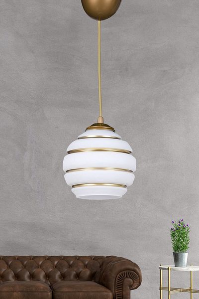 Lambadar Gold Single Striped Pendant Lamp Chandelier