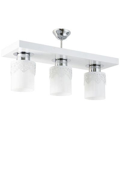 Lambadar Triple Modern Sports Model Rectangular Tray Crowned White Chandelier