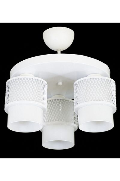 Lambadar Double White Glass Cage Model Modern Plafonier Chandelier
