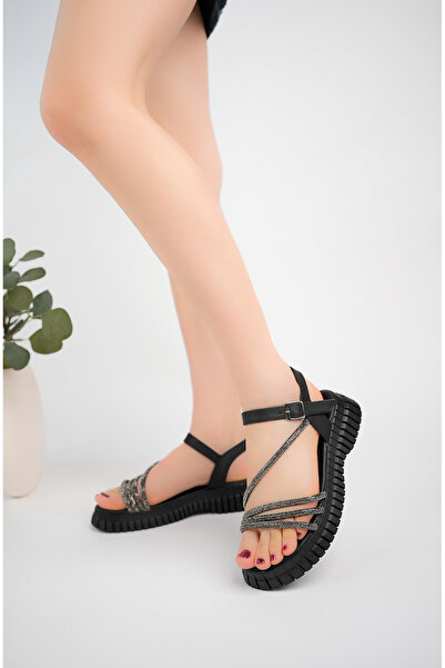 Freemax Black Women's Sandals with Stone Detail - Abb.811