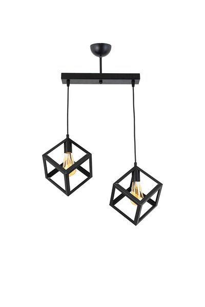 Lambadar Rustic Retro Model Geometric Pendant Lamp Metal Cube Chandelier