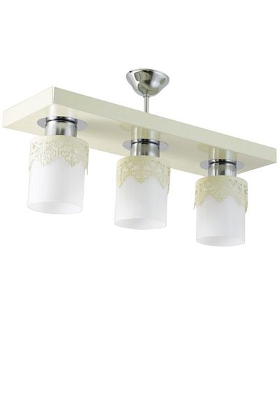 Lambadar Triple Modern Sports Model Rectangular Tray Crowned Cream Chandelier