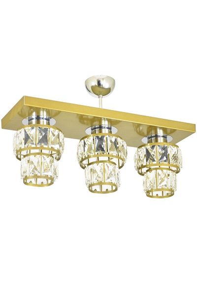 Lambadar Yellow Crystal Stone Rectangular Tray Antique Chandelier Set of 3
