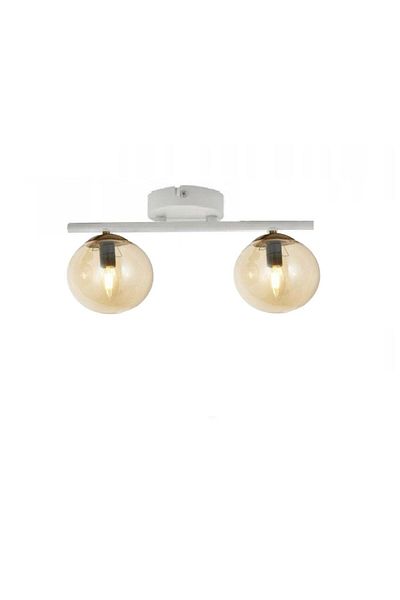Lambadar White Double Modern Balcam Globe Glass Plafonier Chandelier
