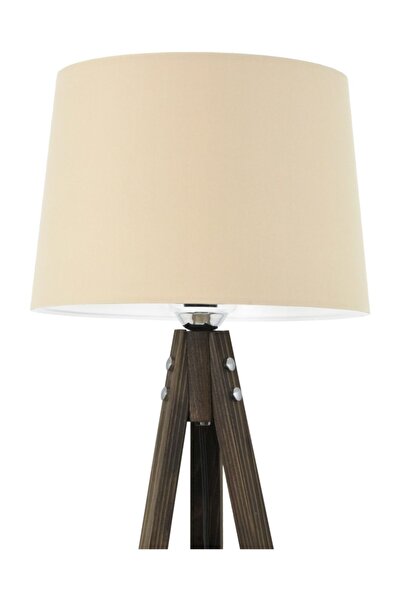 Lambadar Rustik Ahşap 3 Ayak Koyu Kahverengi Tripod Lambader Açık Kahverengi ...