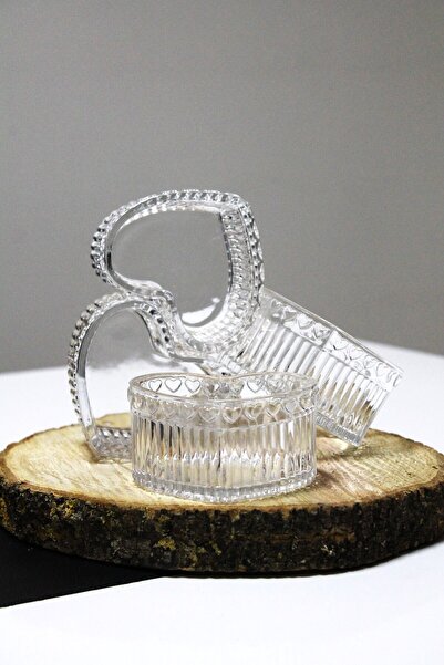 SUNVEO 6 adet cam kalpli kalp çerezlik kase