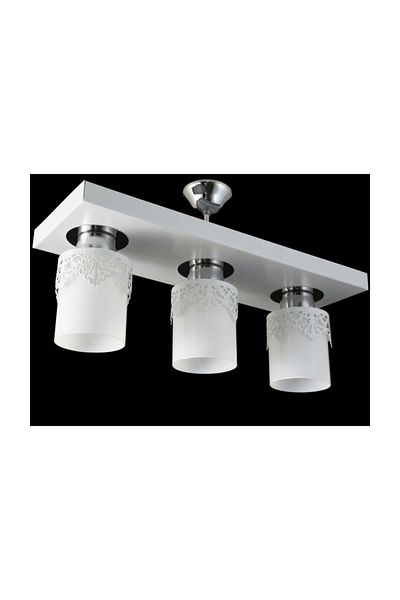 Lambadar Triple Modern Sports Model Rectangular Tray Crowned White Chandelier