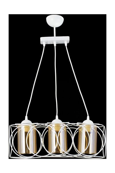 Lambadar Modern Sports Round Geometric Double White Balcam Metal Pendant Lamp Chandelier