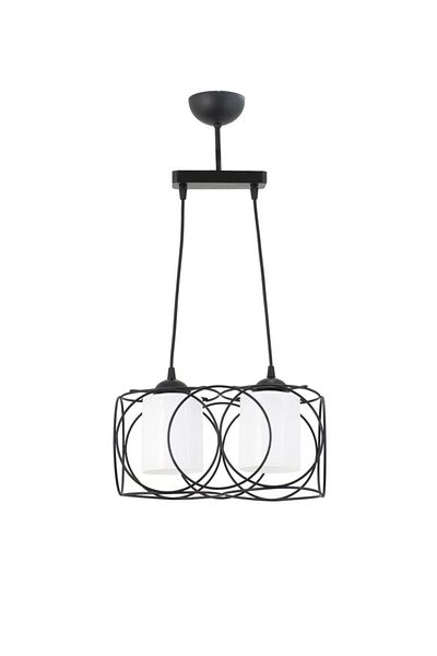 Lambadar Modern Sports Round Geometric Triple Black White Glass Metal Pendant Lamp Chandelier