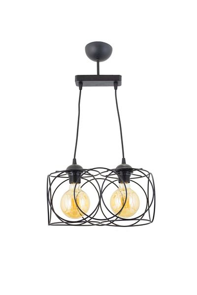 Lambadar Modern Sports Round Geometric Triple Black Metal Pendant Lamp Chandelier