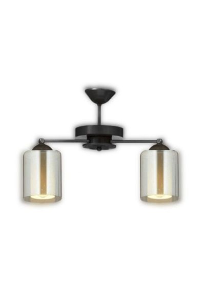 Lambadar Black 2-Piece Modern Smoked Glass Plophonier Model Chandelier
