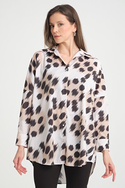 MD trend Kadın Desenli Oversize Gömlek