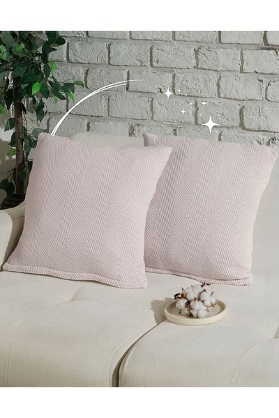 Lux Touch Κάλυμμα μαξιλαριού Lily Ecru 2 τεμαχίων με φερμουάρ - Μαξιλάρι 45 x 45 cm