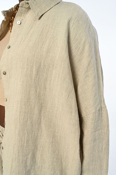 Orfeo Negro Γυναικείο πουκάμισο Natur 100% λινό Oversize