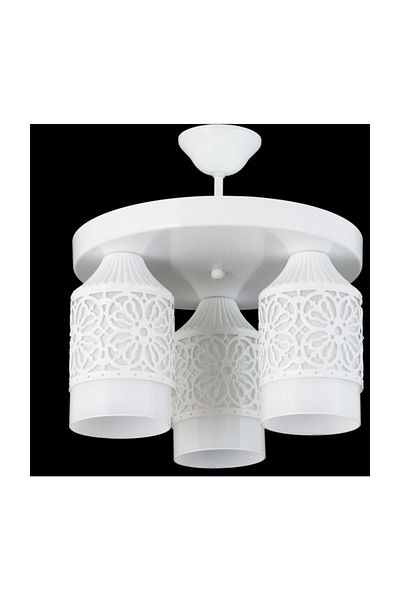 Lambadar Triple Sports Model Modern Retro Rustic Chandelier White Glass