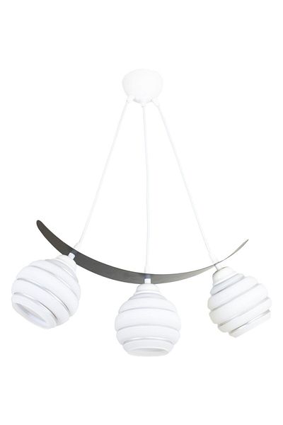 Lambadar Triple Silver Strip Glass Boat Model Style Pendant Lamp Chandelier