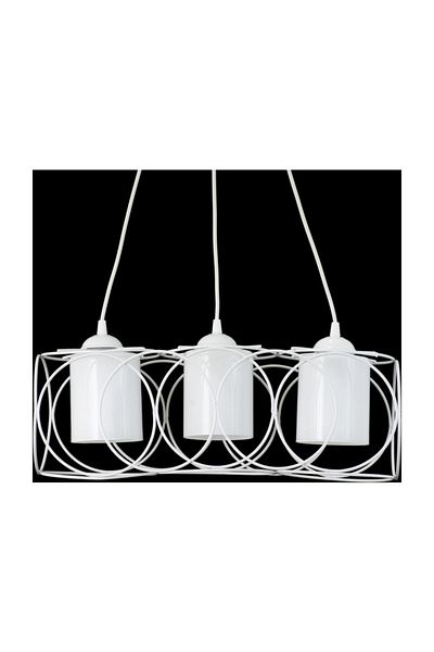 Lambadar Modern Sports Round Geometric Triple White White Glass Metal Pendant Lamp Chandelier