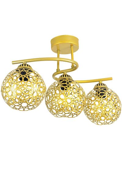Lambadar Plafonier Modern S Model Gold Chandelier with Seljuk Motif