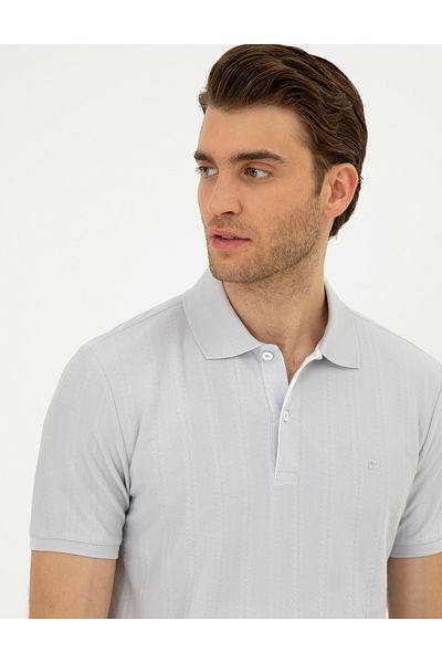 Pierre Cardin Ανδρικό μπλουζάκι με λαιμόκοψη VANDER Jacquard με λεπτή εφαρμογή