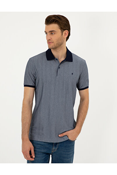 Pierre Cardin Ανδρικό μπλουζάκι με λαιμόκοψη VANDER Jacquard με λεπτή εφαρμογή