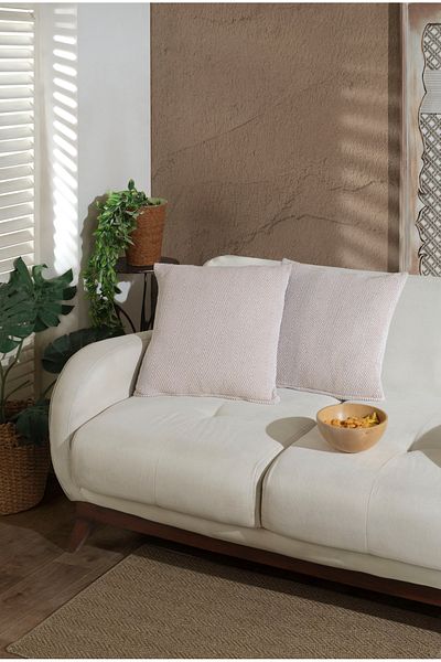 Lux Touch Κάλυμμα μαξιλαριού 2 τεμαχίων Lily Beige με φερμουάρ - 45 x 45 cm