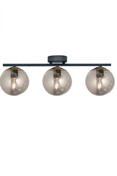 Lambadar Black Triple Modern Smoked Glass Plafonier Chandelier