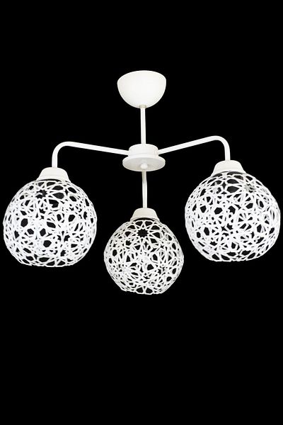 Lambadar Triple Seljuk Model Modern White Plafonier Chandelier