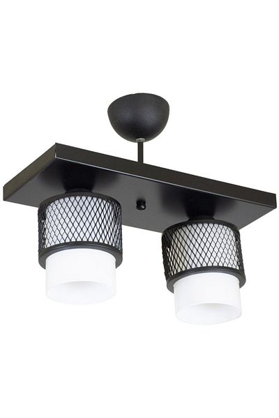 Lambadar Double White Glass Cage Model Modern Plafonier Chandelier