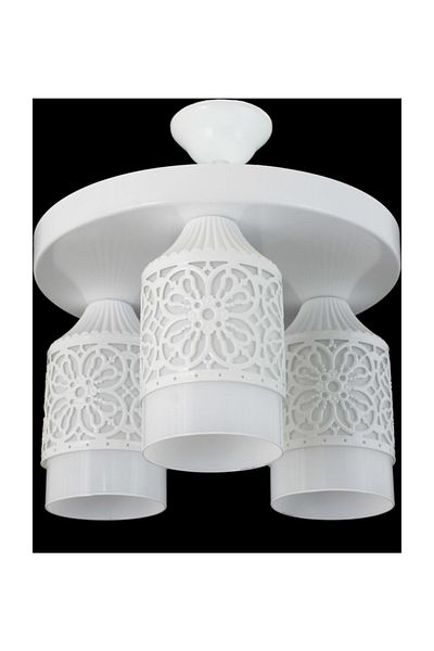 Lambadar Triple Sports Model Modern Retro Rustic Chandelier White Glass