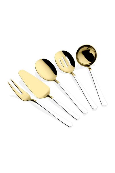 Dame Marie White Gold Sauce Ladle Set Serving Set 5 Pieces