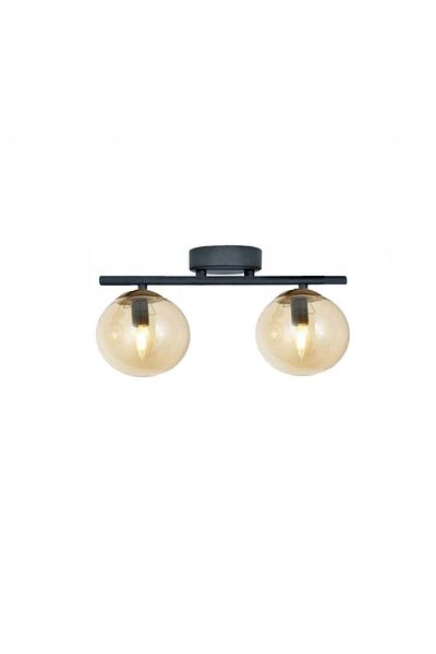Lambadar Black Double Modern Balcam Globe Glass Plafonier Chandelier