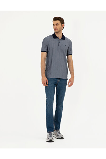 Pierre Cardin Ανδρικό μπλουζάκι με λαιμόκοψη VANDER Jacquard με λεπτή εφαρμογή