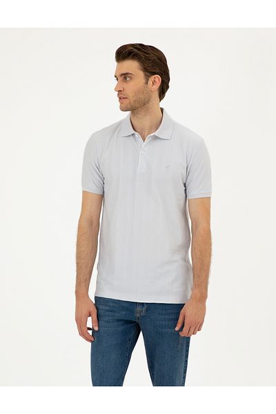 Pierre Cardin Ανδρικό μπλουζάκι με λαιμόκοψη VANDER Jacquard με λεπτή εφαρμογή