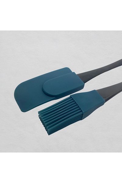 Dore Voir 2-Piece Egg Brush and Stripping Spatula with Silicone Tip Acrylic Handle - Pine Green Color