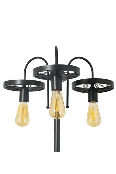 Lambadar Metal Şık Özel Tasarım 3 Lü Siyah Lambader