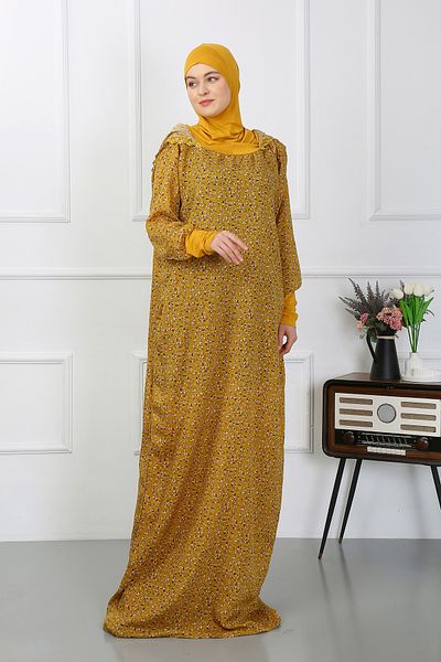 Mercan Hijab Prayer Dress - Floral Pattern